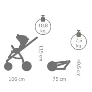 Carucior 2 in 1 Tutis Mio 3+ Olive 025 din piele, sezut reversibil, amortizoare duble, maner reglabil, accesorii incluse imagine