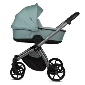 Carucior 2 in 1 Tutis Mio 3+ Turquoise 243 din piele, sezut reversibil, amortizoare duble, maner reglabil, accesorii incluse imagine