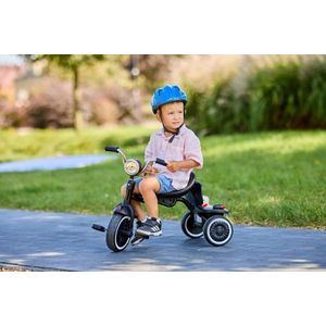 Tricicleta clasica pentru copii, Adamex Warrior, cu far si sunete, portbagaj cu capac, omologata EN71, cadru din otel, pana la 25 kg, Negru imagine