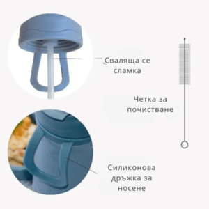 Termos din otel inoxidabil Nuvita Sage Green 350 ml cu cioc retractabil din silicon imagine