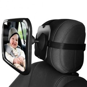 Oglinda auto pentru supraveghere bebelusi, rotire 360 grade, fixare tetiera, 30x19 cm imagine
