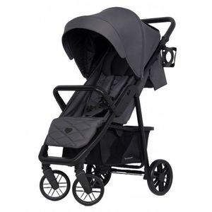 Carucior pentru copii Euro-Cart Flex omologat pana la 22 kg, Iron Black Edition cu cadru de aluminiu, roti cu suspensii, echipat cu husa de picioruse groasa, pelerina de ploaie si suport pentru biberon imagine