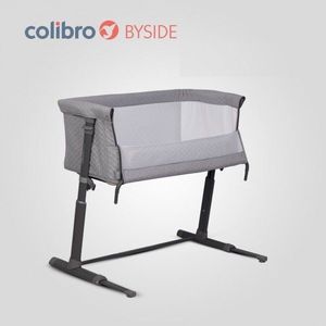 Patut Co-Sleeper 2 in 1 pentru copii Colibro BySide Bassinet, cu saltea inclusa, inaltime reglabila pe 9 nivele si unghi de inclinare de 30 de grade, sistem automat de retractare picioare, dimensiune 93 x 58 cm, Dove imagine