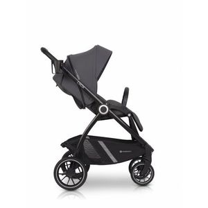 Carucior pentru nou nascut Euro-Cart Crox, cu cadrul de aluminiu, pliere compacta, scaun reversibil, cu 3 nivele de ajustare a spatarului, capotina si husa de picioruse, roti cu suspensii, pana la 22 kg, Iron imagine