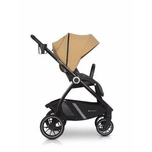 Carucior 2 in 1 pentru copii Euro-Cart Crox, compus din doua piese distincte, cadrul de aluminiu, Roti mari, Scaun reversibil, capotina si husa de picioruse, cu Geanta si accesorii incluse, pana la 22 kg, Camel imagine