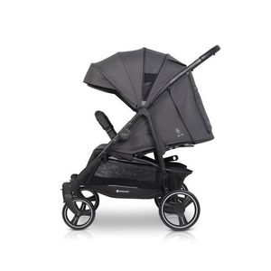 Carucior pentru gemeni Euro Cart Doblo, cu Spatar si Suport pentru picioare reglabile individual, copertina reglabila, husa calduroasa pentru picioare, frana actionata prin pedala, de la nastere pana la 22 kg, Iron imagine