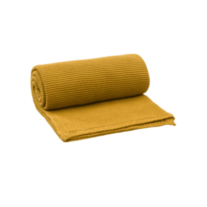Patura impletita din bumbac organic 80x100 cm galben-mustar imagine