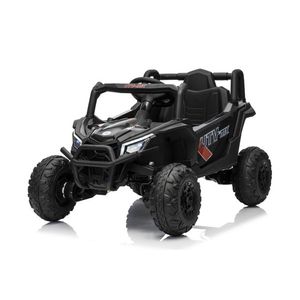 Masinuta electrica pentru copii Buggy Madman UTV-MX Black, 4 motoare 35W, baterie 12V10Ah, telecomanda 2.4 GHz, roti spuma EVA 24x10 cm, sarcina maxima 30 kg, scaun piele ecologica, deschidere usi, MP3, USB, Bluetooth imagine