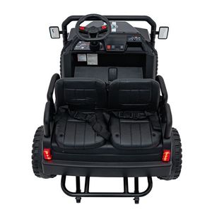 Masinuta electrica pentru copii Champion Black, cu 4 locuri, 2 motoare de 200W , baterie 24V9Ah, telecomanda 2.4 GHz, lumini LED, slow start, panou audio cu Radio FM, MP3, USB, Bluetooth, roti din spuma EVA cu suspensii imagine