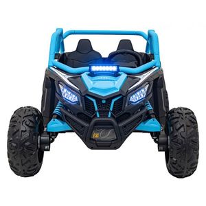 Masinuta electrica pentru copii SR SUPER 66 Blue, 4 motoare de 75W, baterie 24V7Ah, 3 viteze, telecomanda 2.4 GHz, scaun dublu din piele ecologica, radio FM, MP3, Bluetooth, port USB, lumini LED, deschidere usi imagine