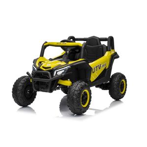 Masinuta electrica pentru copii Buggy Madman UTV-MX Yellow, 4 motoare 35W, baterie 12V10Ah, telecomanda 2.4 GHz, roti spuma EVA 24x10 cm, sarcina maxima 30 kg, scaun piele ecologica, deschidere usi, MP3, USB, Bluetooth imagine