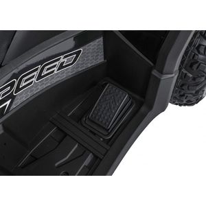 Atv electric pentru copii Robust Black, 4 motoare de 35W, baterie de 12V7Ah, telecomanda 2.4G cu 3 viteze, roti spuma EVA, scaun piele ecologica, port USB, MP3, radio FM, Bluetooth, Lumini LED, pedala acceleratie imagine