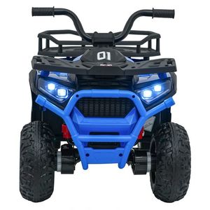 Atv electric pentru copii Robust Blue, 4 motoare de 35W, baterie de 12V7Ah, telecomanda 2.4G cu 3 viteze, roti spuma EVA, scaun piele ecologica, port USB, MP3, radio FM, Bluetooth, Lumini LED, pedala acceleratie imagine