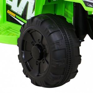 Atv electric pentru copii Storm Green, constructie robusta cu motor de 25W, baterie fiabila de 6V4.5Ah, lumini frontale LED, cu panou audio, melodii preincarcate si port USB imagine