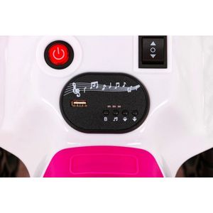 Atv electric pentru copii Storm Pink, cu un motor de 25W, baterie de 6V4.5A, sezut ergonomic, pornire la buton, include melodii preincarcate si sunetul pornirii motorului, cu suport picioare si roti robuste din plastic imagine