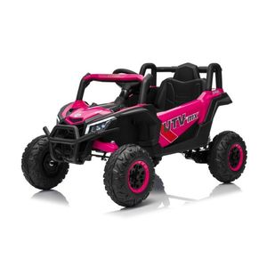 Masinuta electrica pentru copii Buggy Madman UTV-MX Pink, 4 motoare 35W, baterie 12V10Ah, telecomanda 2.4 GHz, roti spuma EVA 24x10 cm, sarcina maxima 30 kg, scaun piele ecologica, deschidere usi, MP3, USB, Bluetooth imagine