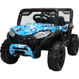 Masinuta electrica pentru copii Novokids Buggy Mini UTV cu faruri luminoase, telecomanda, 3-6 ani , max 30 kg, 3 viteze, Model Offroad Albastru Camuflaj imagine