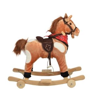 Balansoar din plus cu melodii Novokids Horsee Dulcineea XXL, multifunctional, platforma detasabila, functie trotineta fara pedale, dimensiuni 70x32x59 cm, max 50 kg, model Calut Maro imagine