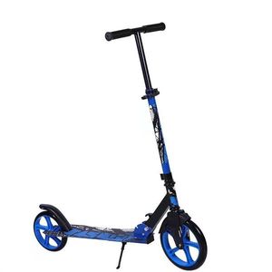 Trotineta copii si adolescenti Novokids Funky Camo PRO Albastru Camuflaj, maxim 100 kg, functie Super Brake, diametru roata fata 230 mm imagine