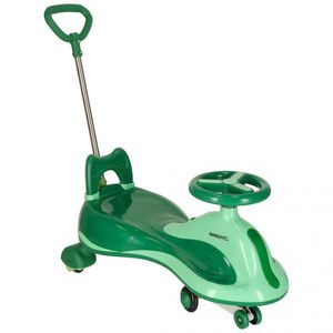 PlasmaCar SwingFix S2 Green cu maner parental, lumini LED, Roti silentioase din cauciuc, Centura de siguranta, de la 3 ani imagine