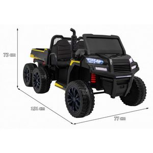 Masinuta electrica pentru copii Novokids Farmer Beast Buggy Negru, 6 roti, 2 locuri, remorca si faruri luminoase, roti din cauciuc EVA, max 60 kg, 24V imagine