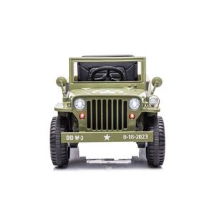 Masinuta electrica pentru copii Olive Green, tractiune integrala 4x4, motor 4x45W, baterie de 12V7Ah, cu telecomanda de 2.4G, sistem audio integrat USB si Bluetooth, faruri luminoase, Roti EVA, viteza 3.5-4 kmh imagine