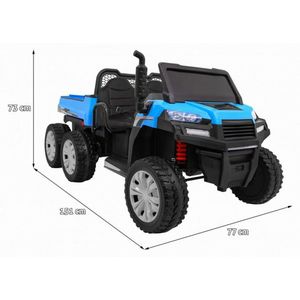 Masinuta electrica pentru copii Novokids Farmer Beast Buggy Albastru, 6 roti, 2 locuri, remorca si faruri luminoase, roti din cauciuc EVA, max 60 kg, 24V imagine