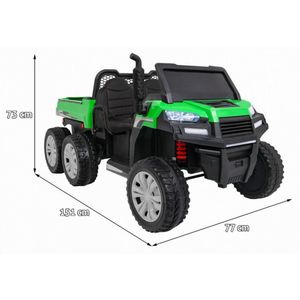 Masinuta electrica pentru copii Novokids Farmer Beast Buggy Verde, 6 roti, 2 locuri, remorca si faruri luminoase, roti din cauciuc EVA, max 60 kg, 24V imagine