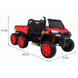 Masinuta electrica pentru copii Novokids Farmer Beast Buggy Rosu, 6 roti, 2 locuri, remorca si faruri luminoase, roti din cauciuc EVA, max 60 kg, 24V imagine
