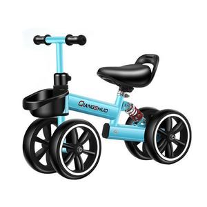 Bicicleta echilibru fara pedale, 4 roti, 12 inch, pentru copii 2-5 ani, Albastra imagine