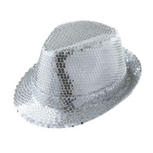 Palarie fedora paiete argintii imagine