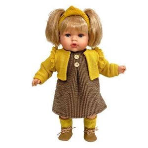 Papusa Nines D Onil, Tita, cu parul blond, cu haine de toamna, cu miros de vanilie, 45 cm imagine