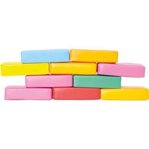 Set 10 caramizi din spuma cu huse detasabile, 24x12x6 cm, cu certificat Oeko-Tex, cresa si gradinita imagine