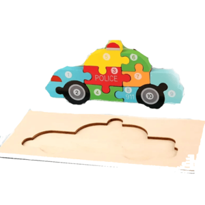 Puzzle din lemn - Masinu de politie - 10 piese | 838 Toys Factory imagine