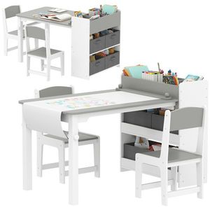 AIYAPLAY Mobilier pentru Copii 3-8 Ani cu 2 Scaune și Masă Gri și Alb | Aosom Romania imagine