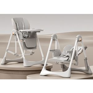 Scaun de masa pentru copii Little Mom Grey multifunctional 3 in 1, design ergonomic, pliabil, structura piramidala, roti silentioase, suport pentru picioare, dimensiuni 63x80x105 cm imagine