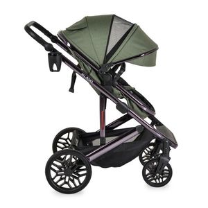 Carucior convertibil 2in1 Moni All Road DarkGreen cu Cadru din aluminiu galvanizat, Roti rezistente cu suspensii, Spatar reglabil, Maner reglabil 6 pozitii inaltime, Copertina XXL, Husa picioare+suport pahar incluse, Pana la 4ani imagine