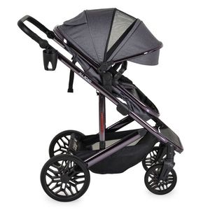 Carucior convertibil 2in1 Moni All Road Grey cu Cadru din aluminiu galvanizat, Roti rezistente cu suspensii, Spatar reglabil, Maner reglabil 6 pozitii inaltime, Copertina XXL, Husa picioare si suport pahar incluse, Pana la 4 ani imagine