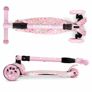 Trotineta pentru copii Kidwell Vento Candy pliabila, cu suspensie, roti cu led, ghidon din aluminiu reglabil, greutate admisa 50 kg, varsta 3 ani+ imagine