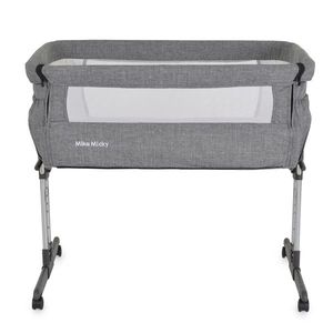 Patut co-sleeper pentru bebelusi Moni Mika Gri cu inaltime reglabila pe 7 nivele, Roti cu frana, Laterala detasabila, 2 Buzunare depozitare, Laterale din plasa ventilatie, Curele pentru fixare la patul parintilor, Saltea inclusa imagine