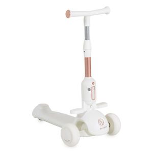 Trotineta pentru copii Byox Velvet Royal White 2in1 cu scaunel detasabil, Suport picioare incorporat, Roti din PU, Ghidon cu inaltime reglabila, Efecte muzicale si luminoase, Frana pe roata din spate, Recomandata de la 3 ani imagine