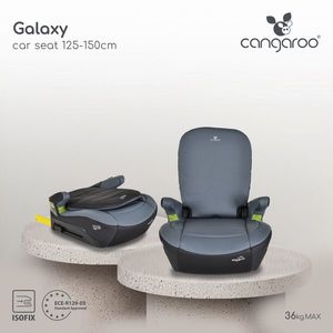 Inaltator auto Cangaroo Cosmos Black 125-150 cm cu spatar rabatabil, Fixare cu ISOFIX, Certificare I-Size R-129, Husa detasabila, Cotiere imagine