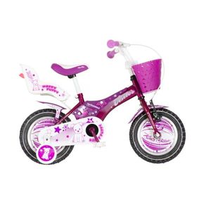 Bicicleta pentru copii Visitor Happy Puppy, roti 12 inch, v-brake, cadru otel 9 inch, cos si scaun papusi imagine