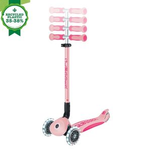 Trotineta pentru copii Globber Go-Up Deluxe Lights Ecologic Roz Pal 4 in 1, ghidon reglabil, scaun, maner parinte, roti cu Led, greutate admisa 50 kg imagine