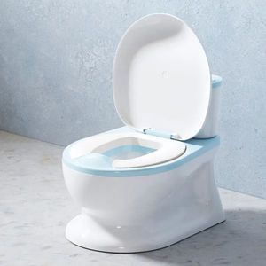 Olita tip minitoaleta pentru copii Little Mom Blue cu sunete, colac din PVC, vas colector detasabil, capac rabatabil cu functie de spatar si suport pentru servetele, dimensiuni 27x22x32 cm imagine