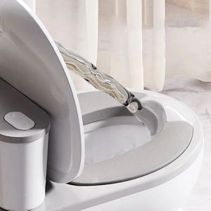 Olita tip minitoaleta pentru copii Little Mom Grey cu sunete, colac din PVC, vas colector detasabil, capac rabatabil cu functie de spatar si suport pentru servetele, dimensiuni 27x22x32 cm imagine