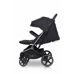 Carucior pentru copii gemeni, EasyGo Echo 2 in 1, omologat EN1888, Pliabil, cu Landouri textile, copertine independente reglabile si detasabile, suspensii, spatar reglabil, cu 2 huse de picioruse incluse, Ebony Black imagine
