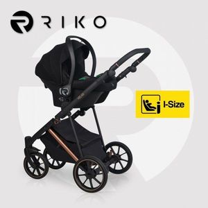 Carucior 4 in 1 pentru copii, Riko Velar Magma Premium Line, cu parte sport, scoica auto testata ADAC, i-Size omologat R129, cu baza isofix, accesorii incluse, pana la 22 kg, Negru imagine