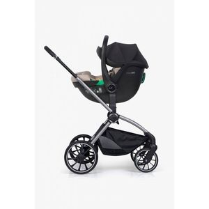 Set scoica auto si baza isofix rotativa EasyGo Buz Pro i-Size, omologat R129, cu tetiera reglabila in inaltime, copertina ajustabila, pentru copii intre 40-87 cm sau 0-13 kg, Taupe imagine