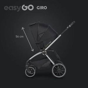 Carucior pentru copii 2 in 1 Easy Go Giro, pana la 22 kg, cu landou 80 cm, Maner telescopic, copertina XXL, pliere tip pendul, cadru ultra-usor din aluminiu, accesorii incluse, Ebony Black imagine